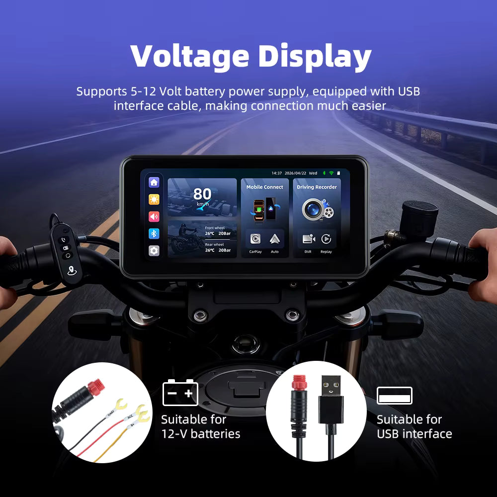 Pantalla de motocicleta - 6,25pulgadas - Sensores de punto ciego - Sensores de presion- camaras Full HD- Carplay Android Auto -