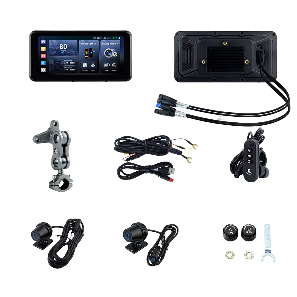 Pantalla de motocicleta - 6,25pulgadas - Sensores de punto ciego - Sensores de presion- camaras Full HD- Carplay Android Auto -