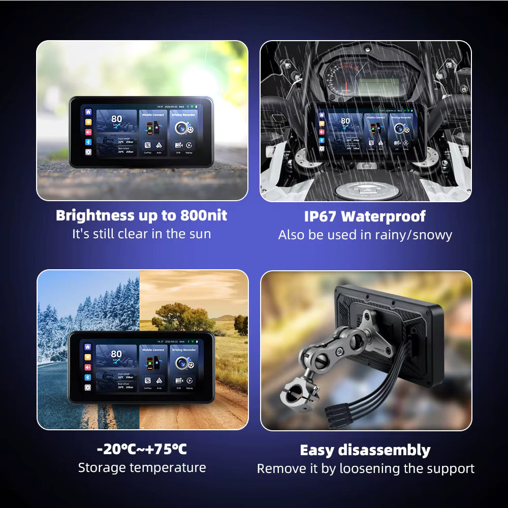 Pantalla de motocicleta - 6,25pulgadas - Sensores de punto ciego - Sensores de presion- camaras Full HD- Carplay Android Auto -