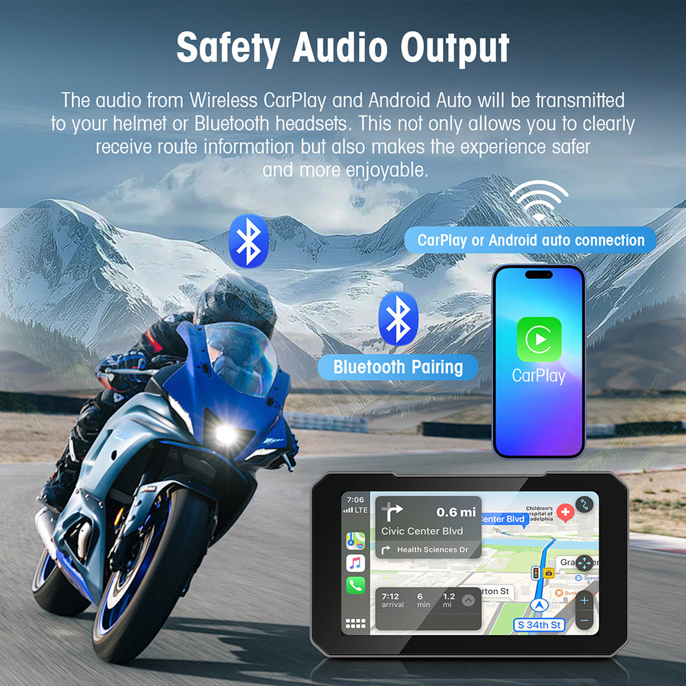 Pantalla de motocicleta - 5 pulgadas - camaras Full HD- Carplay Android Auto - Sensores de presion