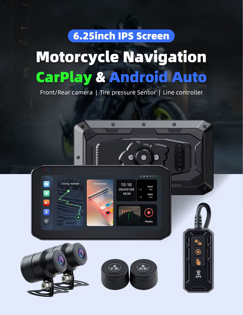 MotoDisplay - 6.25" - Camaras FULLHD - Sensores de presion