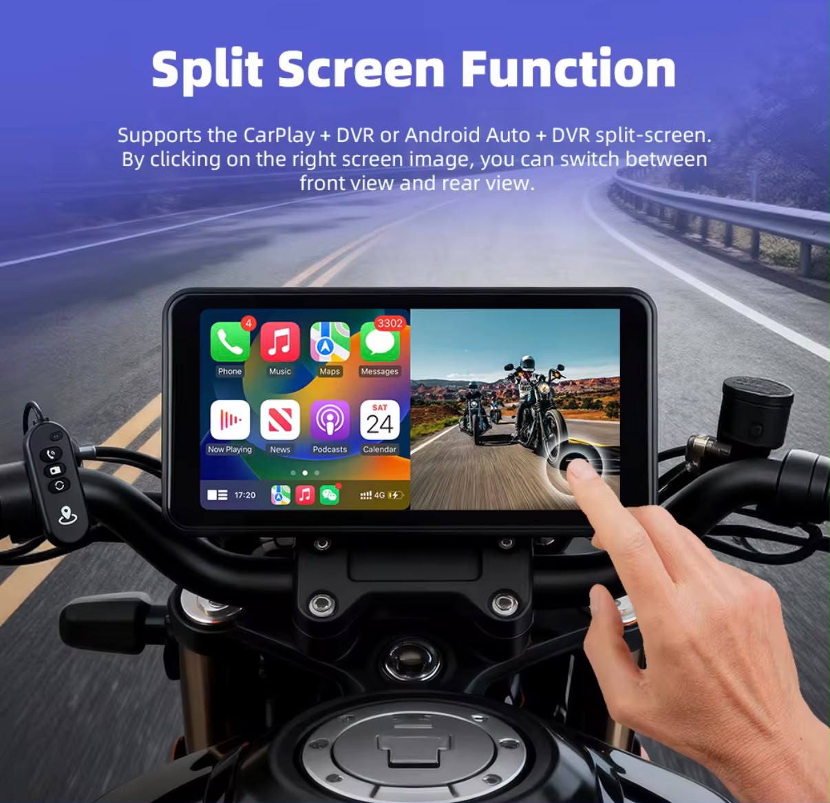 Pantalla de motocicleta - 6,25pulgadas - Sensores de punto ciego - Sensores de presion- camaras Full HD- Carplay Android Auto -